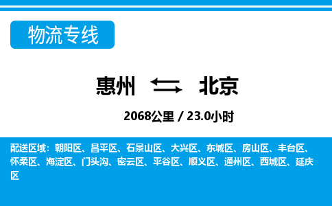 惠州到北京懷柔區(qū)物流公司