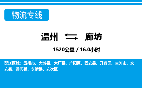 溫州到廊坊開發(fā)區(qū)物流專線